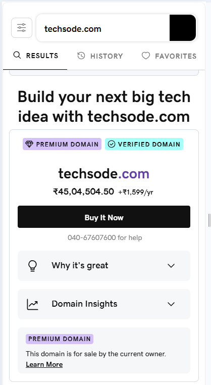 Techsode Domain Mobile View